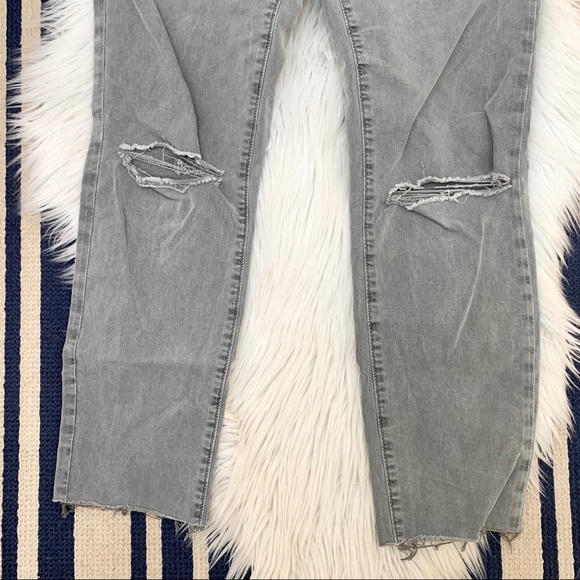 Gray Ripped Knee Ankle Jeans - Picture 6 of 9